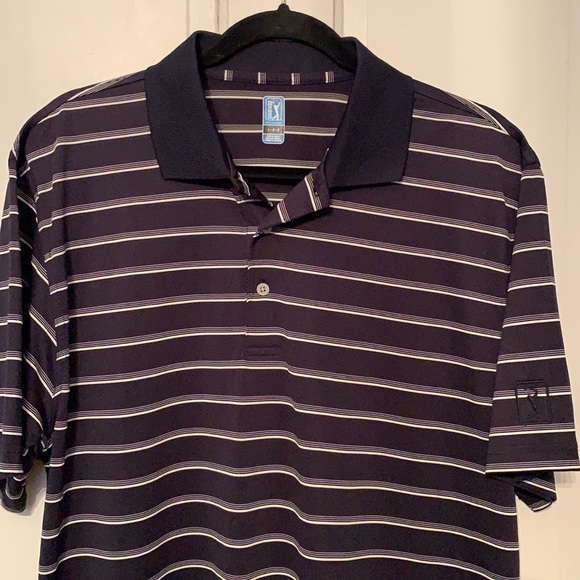 PGA Tour Golf Striped Polo - Picture 2 of 5